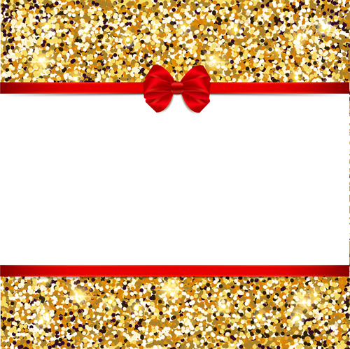 Red bow with gold luxury background vectors 04