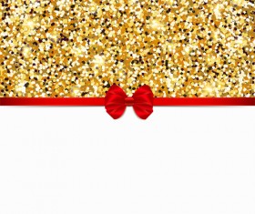 Red bow with gold luxury background vectors 05