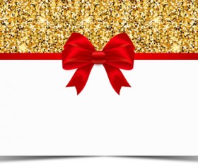 Red bow with gold luxury background vectors 06