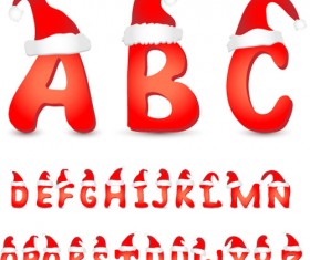 Red christmas alphabets with red cap vector