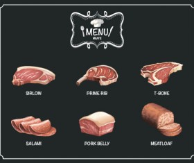 Restaurant meats menu vector material 01