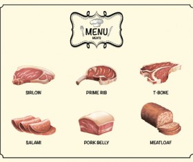 Restaurant meats menu vector material 02