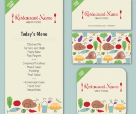 Restaurant menu with cards vector material
