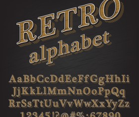 Retro 3D alphabets with number vector