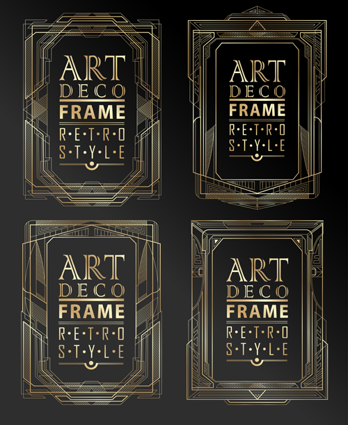 Retro styles art deco frames vector material 02