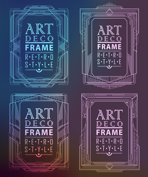 Retro styles art deco frames vector material 03