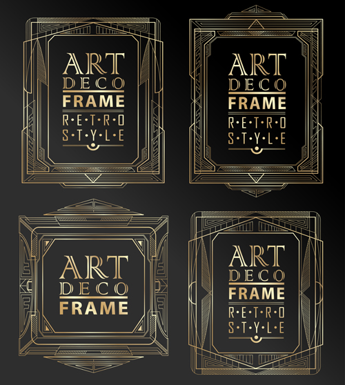 Retro styles art deco frames vector material 04