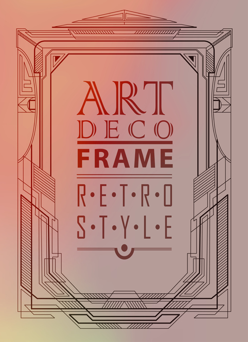 Retro styles art deco frames vector material 05