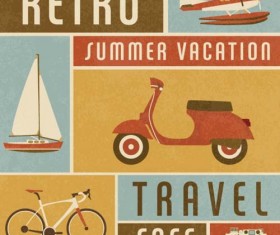 Retro travel posters vectors material
