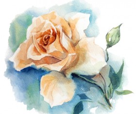 Retro watercolor flower vectors