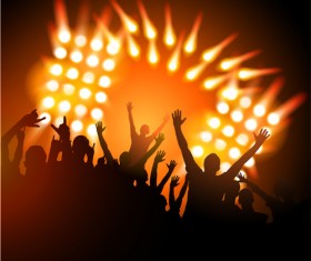 Revelry party background with people silhouetters vector 01