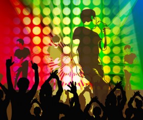 Revelry party background with people silhouetters vector 02