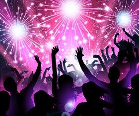 Revelry party background with people silhouetters vector 03