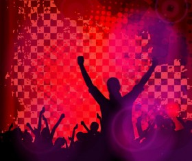 Revelry party background with people silhouetters vector 04