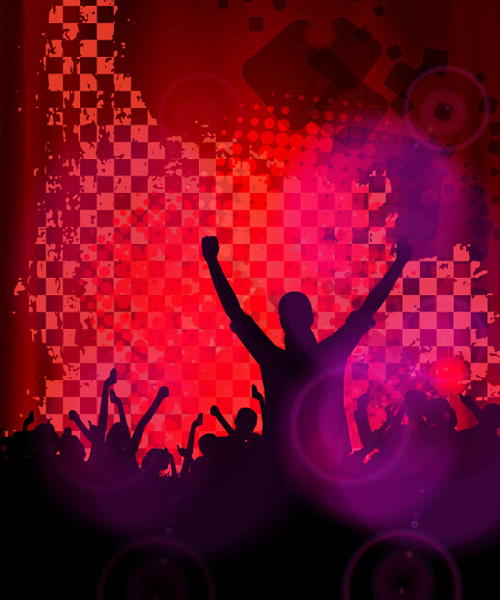 Revelry party background with people silhouetters vector 04