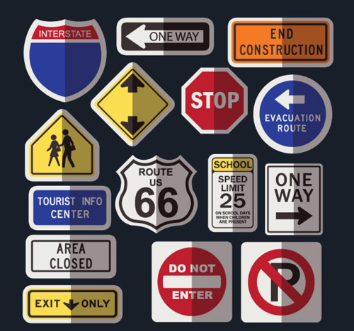 Road traffic signs vector material