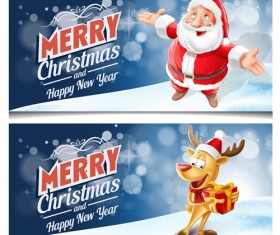 Santa with deer christmas vector banners