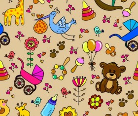 Seamless pattern baby cute vectors 03