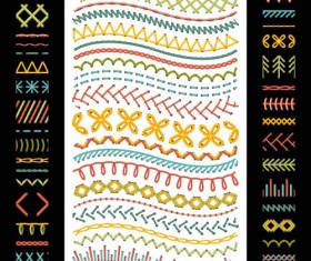 Sewing colored border seamless vector 01