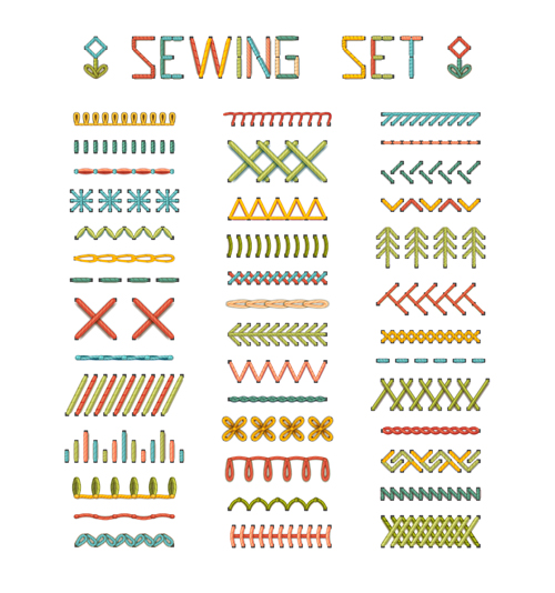 Sewing colored border seamless vector 03