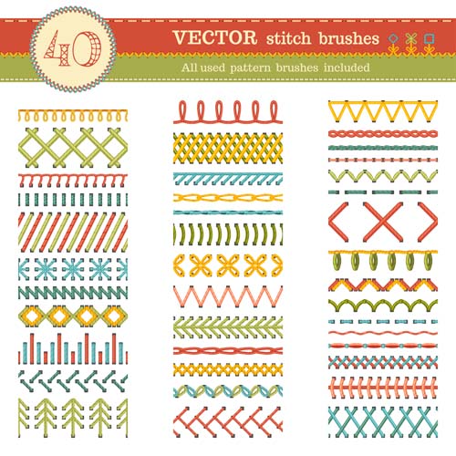 Sewing colored border seamless vector 04