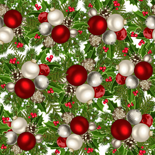 Shining christmas balls saemless pattern vector 03