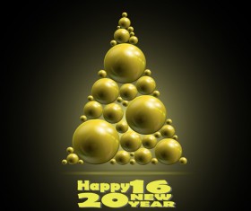 Shiny balls with 2016 new year background vector 01