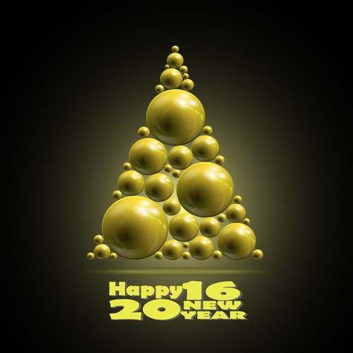 Shiny balls with 2016 new year background vector 01