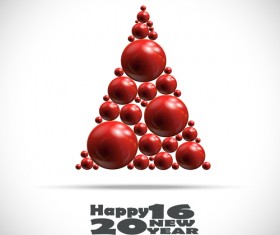 Shiny balls with 2016 new year background vector 02