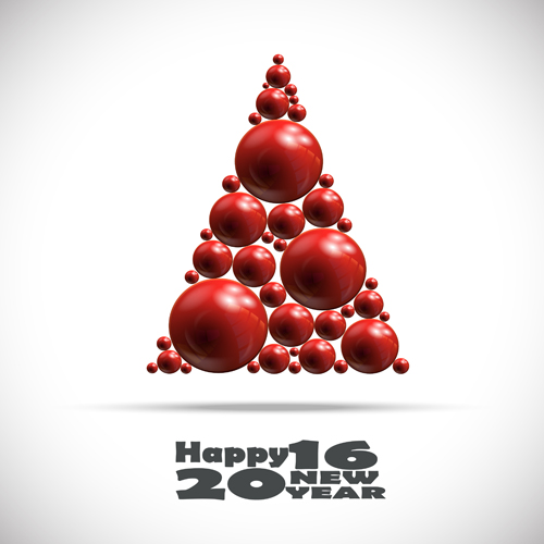 Shiny balls with 2016 new year background vector 02
