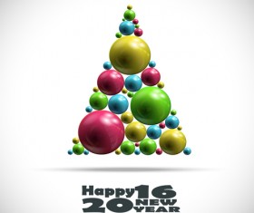 Shiny balls with 2016 new year background vector 03