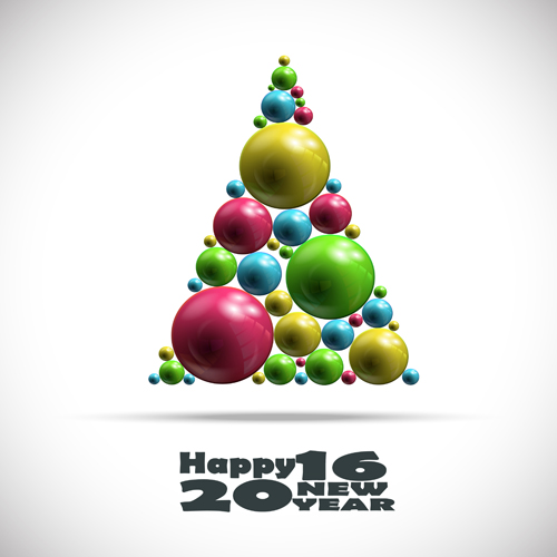 Shiny balls with 2016 new year background vector 03