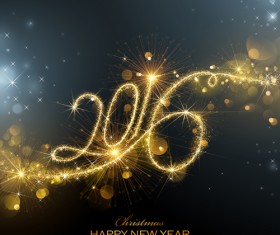 Shiny gold 2016 new year vector backgrounds