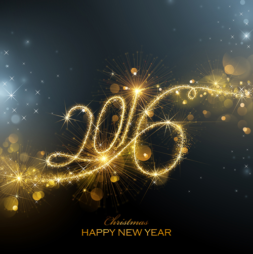 Shiny gold 2016 new year vector backgrounds