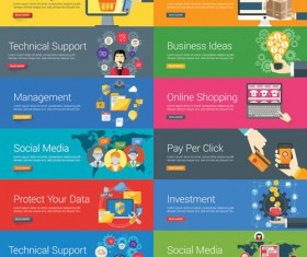 Shopping flat styles banners vectors 02