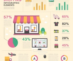 Shopping infographics elements vector material