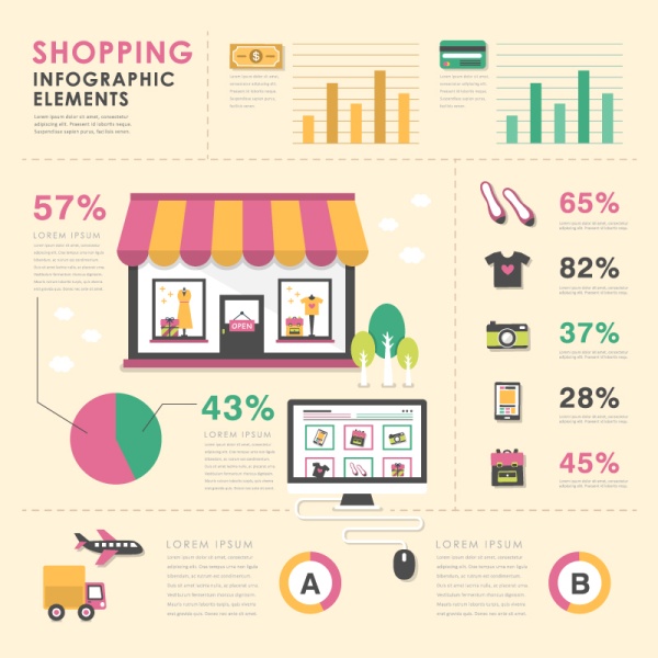 Shopping infographics elements vector material