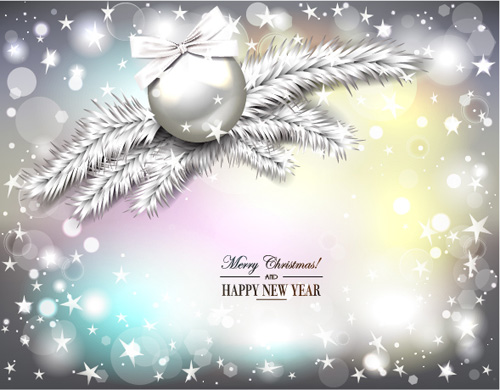 Silver christmas decor with stars background vector