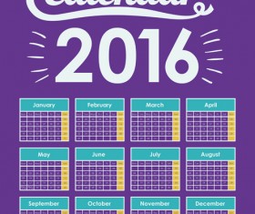 Simple wall calendar 2016 design vectors set 02