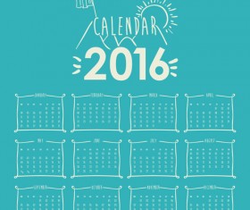 Simple wall calendar 2016 design vectors set 04