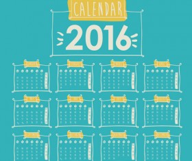 Simple wall calendar 2016 design vectors set 05