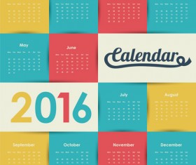 Simple wall calendar 2016 design vectors set 07