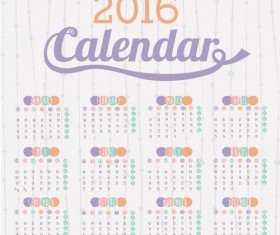 Simple wall calendar 2016 design vectors set 10