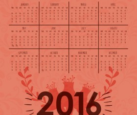 Simple wall calendar 2016 design vectors set 11