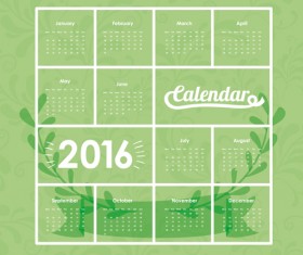 Simple wall calendar 2016 design vectors set 13