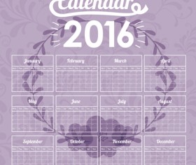Simple wall calendar 2016 design vectors set 15