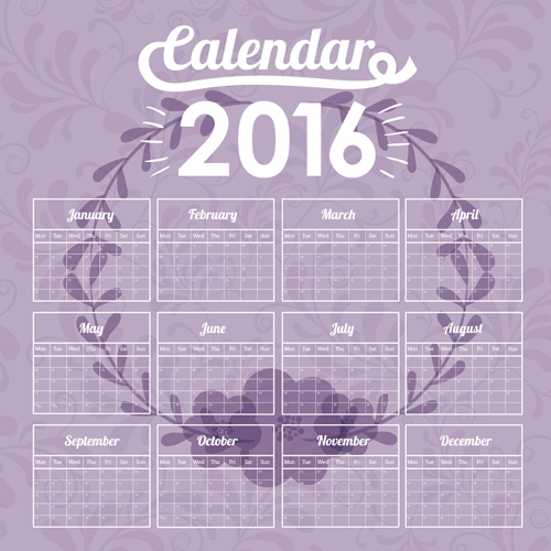 Simple wall calendar 2016 design vectors set 15