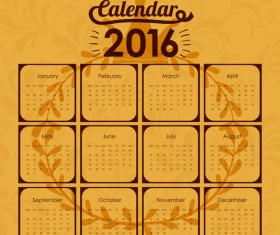 Simple wall calendar 2016 design vectors set 17