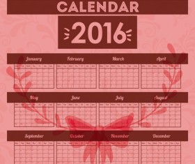 Simple wall calendar 2016 design vectors set 18