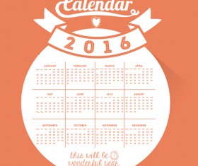 Simple wall calendar 2016 design vectors set 20